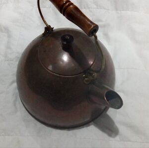 Classic Copper Tea Kettle with Wooden Handle
